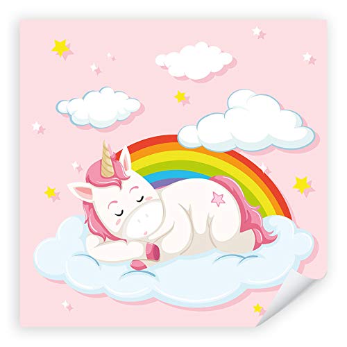 Postereck - 2290 - Einhorn Plakat, Regenbogen Kinderzimmer Traum - Kinder Kinderzimmer Kinderbild Wandposter Fotoposter Bilder Wandbild Wandbilder - Leinwand - 30,0cm x 30,0cm von Postereck