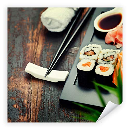 Postereck - 2324 - Sushi, Asien Japan Stäbchen Küche Kochen Fisch - Wandposter Fotoposter Bilder Wandbild Wandbilder - Leinwand - 30,0cm x 30,0cm von Postereck