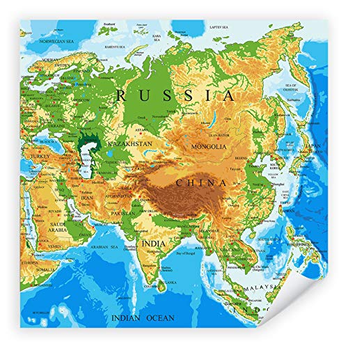 Postereck - 2455 - Asien Landkarte, Russland Schule Studium Englisch - Unterricht Klassenzimmer Schule Wandposter Fotoposter Bilder Wandbild Wandbilder - Poster - 20,5cm x 20,5cm von Postereck