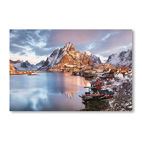 Postereck - 2499 - Reine Lofoten, Norwegen Fjord Landschaft Natur - Wandposter Fotoposter Bilder Wandbild Wandbilder - Leinwand - 100,0 cm x 75,0 cm von Postereck