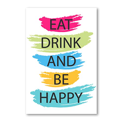 Postereck - 2578 - Küche Plakat, Essen Trinken Spruch Glück Bunt - Wandposter Fotoposter Bilder Wandbild Wandbilder - Poster - DIN A4-21,0 cm x 29,7 cm von Postereck