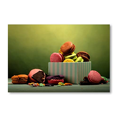 Postereck - 2632 - Macaron, Küche Kochen Backen Bunt Essen Cookie - Wandposter Fotoposter Bilder Wandbild Wandbilder - Leinwand - 60,0 cm x 40,0 cm von Postereck