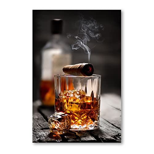 Postereck - 2778 - Whisky, Zigarre Glas Eis Rauchen Alkohol Rauch - Wandposter Fotoposter Bilder Wandbild Wandbilder - Poster - 3:2-30,0 cm x 20,0 cm von Postereck