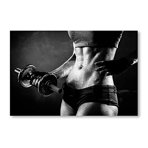 Postereck - 3014 - Hochauflösende Fitness Leinwand Frau beim Training | Gym Leinwand Frau Sport zur Motivation | Bodybuilding Leinwand - Leinwand - 100,0 cm x 75,0 cm von Postereck