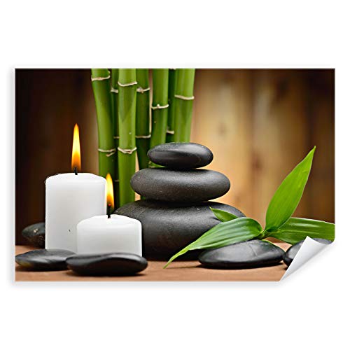 Postereck - 3020 - Wellness, Kerze Entspannung Bambus Relax - Wandposter Fotoposter Bilder Wandbild Wandbilder - Leinwand - 60,0 cm x 40,0 cm von Postereck