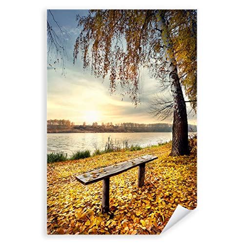Postereck - 3039 - Herbst, Fluss Ufer Bank Baum Natur Wasser - Wandposter Fotoposter Bilder Wandbild Wandbilder - Poster - DIN A4-21,0 cm x 29,7 cm von Postereck
