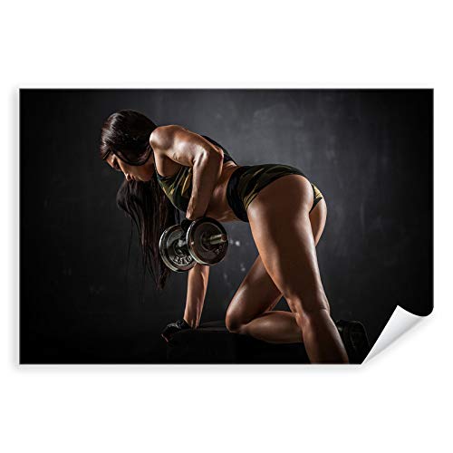 Postereck - 3070 - Hochauflösende Fitness Leinwand Frau beim Training | Gym Leinwand Frau Sport zur Motivation | Bodybuilding Leinwand - Leinwand - 100,0 cm x 75,0 cm von Postereck