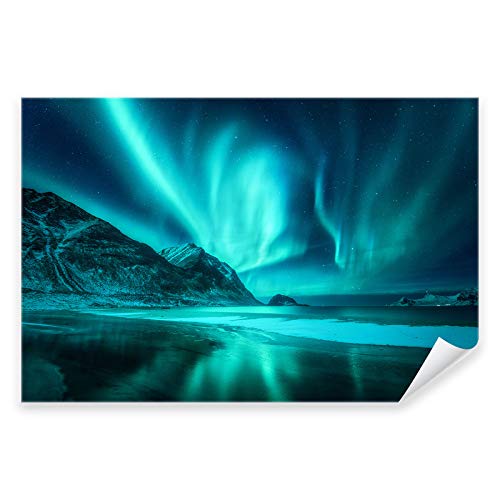 Postereck - 3170 - Polarlichter, Norwegen Winter Landschaft Meer - Wandposter Fotoposter Bilder Wandbild Wandbilder - Poster - DIN A4-21,0 cm x 29,7 cm von Postereck