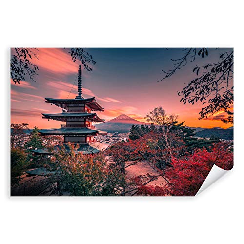 Postereck - 3207 - Pagode, Japan Asien Sonne Wahrzeichen Bäume - Wandposter Fotoposter Bilder Wandbild Wandbilder - Leinwand - 60,0 cm x 40,0 cm von Postereck