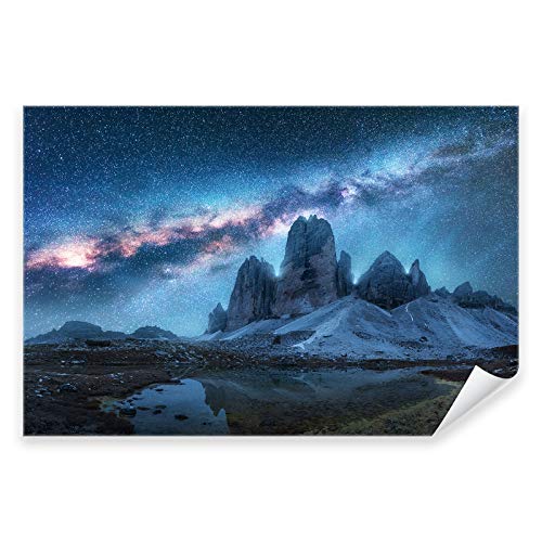 Postereck - 3229 - Berg, See Dolomiten Milchstrasse Sterne Nacht - Wandposter Fotoposter Bilder Wandbild Wandbilder - Leinwand - 100,0 cm x 75,0 cm von Postereck