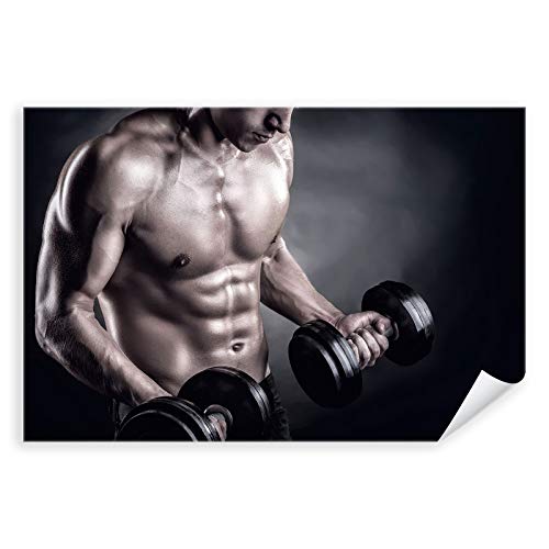 Postereck - 3263 - Fitness Mann, Hanteln Sport Sixpack Muskeln - Wandposter Fotoposter Bilder Wandbild Wandbilder - Leinwand - 75,0 cm x 50,0 cm von Postereck