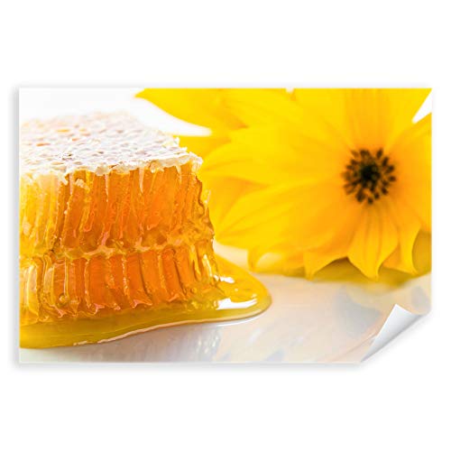 Postereck - 3414 - Honig, Wabe Blume Blüte Süss Gelb Gold Küche - Wandposter Fotoposter Bilder Wandbild Wandbilder - Leinwand - 60,0 cm x 40,0 cm von Postereck