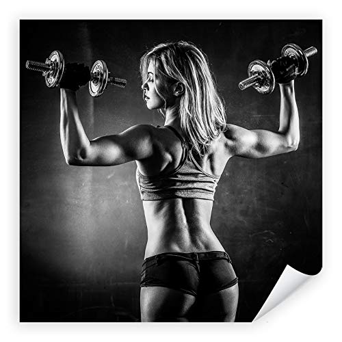 Postereck - 3533 - Hochauflösende Fitness Leinwand Frau beim Training | Gym Leinwand Frau Sport zur Motivation | Bodybuilding Leinwand - Leinwand - 50,0cm x 50,0cm von Postereck