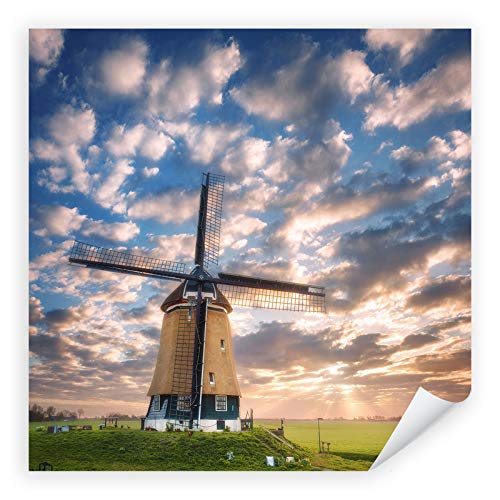 Postereck - 3537 - Quadrat, Windmühle Niederlande Wolken Natur - Wandposter Fotoposter Bilder Wandbild Wandbilder - Poster - 50,5cm x 50,5cm von Postereck