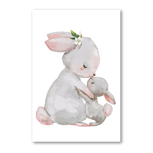 Postereck - 3606 - Süßes Hasen Poster Kinderzimmer | Hasen Mutter & Hasen Kind |Kinderzimmer Deko für Jungen und Mädchen | Hasen Kinderbild Wandposter - Poster - 3:2-30,0 cm x 20,0 cm von Postereck