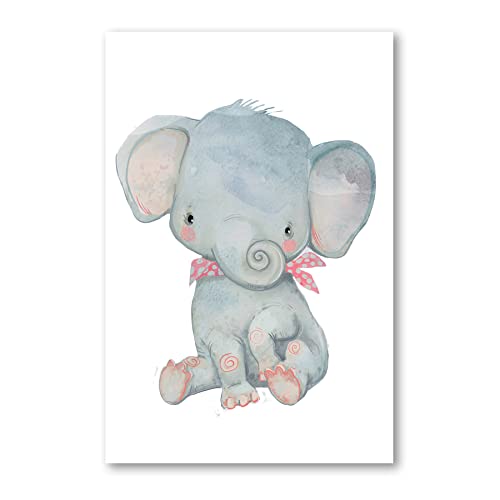 Postereck - 3608 - Kinderzimmer, Elefant Tier Süss Baby Schleife - Kinder Kinderzimmer Kinderbild Wandposter Fotoposter Bilder Wandbild Wandbilder - Poster - DIN A2-42,0 cm x 59,4 cm von Postereck