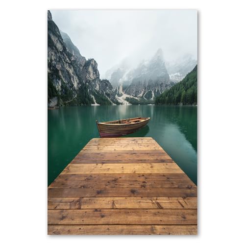 Postereck - 3614 - Landschaft, Holzsteg Boot Berge Wasser Natur - Wandposter Fotoposter Bilder Wandbild Wandbilder - Poster - 3:2-91,0 cm x 61,0 cm von Postereck