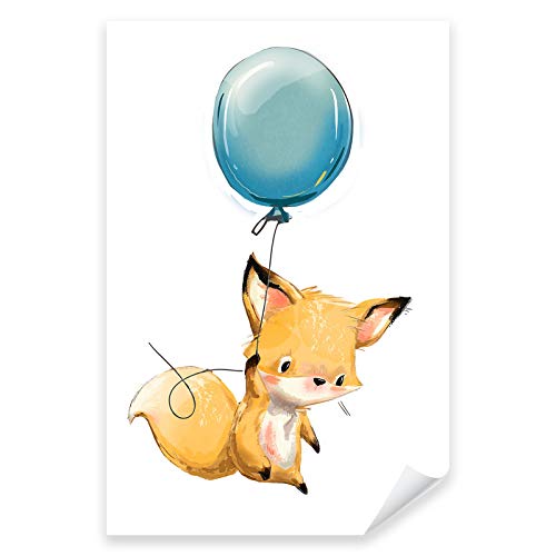 Postereck - 3617 - Kinderzimmer, Fuchs Tier Luftballon Fliegen - Kinder Kinderzimmer Kinderbild Wandposter Fotoposter Bilder Wandbild Wandbilder - Poster - DIN A2-42,0 cm x 59,4 cm von Postereck