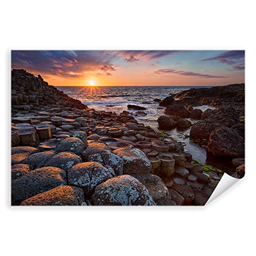 Postereck - 3745 - Giants Causeway, Irlang Natur Meer Felsen Sonne - Wandposter Fotoposter Bilder Wandbild Wandbilder - Leinwand - 60,0 cm x 40,0 cm von Postereck