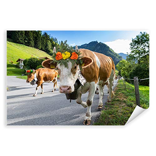 Postereck - 3849 - Almabtrieb, Kühe Bayern Tier Blumen Alm Berge - Wandposter Fotoposter Bilder Wandbild Wandbilder - Poster - 3:2-61,0 cm x 40,5 cm von Postereck