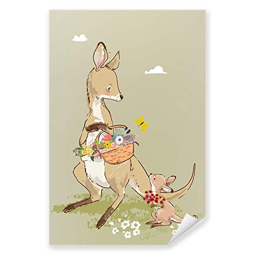 Postereck - 3990 - Kinderzimmer, Mutter Kind Känguru Tier Blumen - Kinder Kinderzimmer Kinderbild Wandposter Fotoposter Bilder Wandbild Wandbilder - Poster - 3:2-30,0 cm x 20,0 cm von Postereck