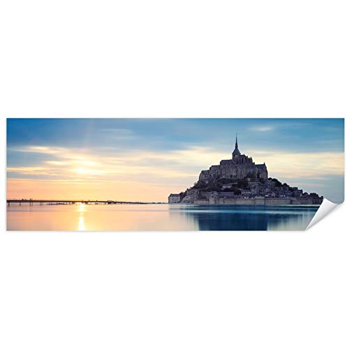 Postereck - 4045 - Panorama, Le Mont Saint Michel Frankreich Meer - Wandposter Fotoposter Bilder Wandbild Wandbilder - Leinwand - 90,0cm x 30,0cm von Postereck