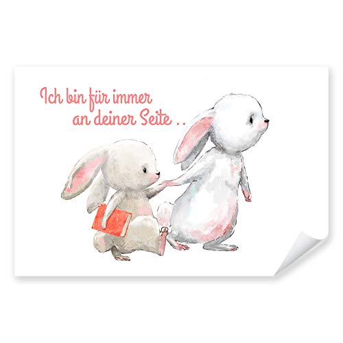 Postereck - 4067 - Süße Hasen Poster Kinderzimmer | Ich bin für immer an deiner Seite | Kinderzimmer Deko für Jungen und Mädchen | Hasen Kinderbild Wandposter - Poster - DIN A4-21,0 cm x 29,7 cm von Postereck