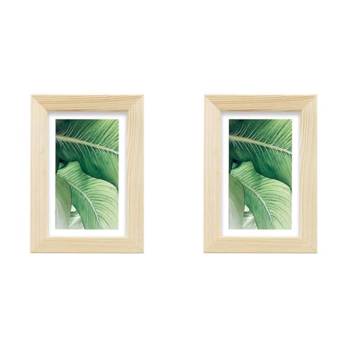 Bilderrahmen Set 3 Stück A6 10x15 cm – Farbe Natur aus Holz, mit Acrylglas – zum vertikalen oder horizontalen Aufhängen/Aufstellen, für Fotos, Poster, Puzzles (Packung mit 2) von postergaleria