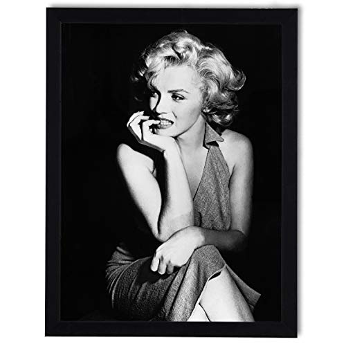 postergaleria Bild im Rahmen | Plakat | Modern | Wand | Künstlerisch | Verschiedene Themen 30 x 40 cm| (schwarz und weiß Marilyn Monroe) von postergaleria