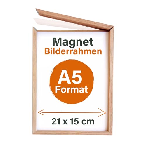 Posterleiste24 Bilderrahmen A5 21x15 cm Magnetisch Holzrahmen Wechselrahmen von Posterleiste24