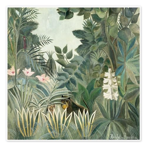 Äquatorialer Dschungel Poster von Henri Rousseau 40 x 40 cm Grün Naive Kunst Wanddeko von Posterlounge