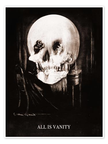 Alles ist Eitelkeit (Sepia) Poster von Charles Allan Gilbert Wandbilder für jeden Raum 90 x 120 cm Schwarz Optische Täuschung Wanddeko von Posterlounge