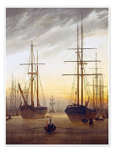 Ansicht eines Hafens Poster von Caspar David Friedrich Wandbilder für jeden Raum 30 x 40 cm Braun Romantik Wanddeko von Posterlounge