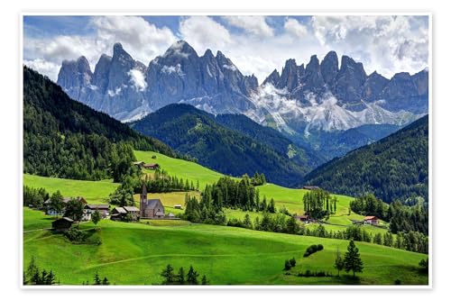 Berge Poster von Wolfgang Dufner 60 x 40 cm Grün Landschaften Wanddeko von Posterlounge