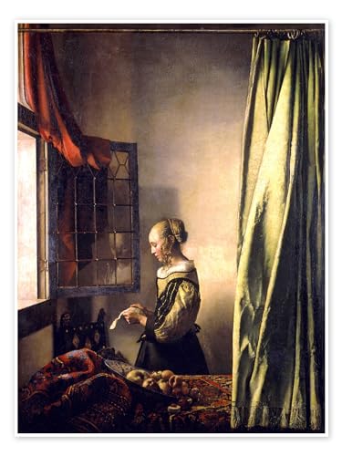 Brieflesendes Mädchen am offenen Fenster Poster von Jan Vermeer Wandbilder für jeden Raum 50 x 70 cm Barock Wanddeko von Posterlounge