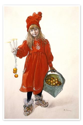 Brita als Iduna Poster von Carl Larsson 40 x 60 cm Rot Jugendstil Wanddeko von Posterlounge