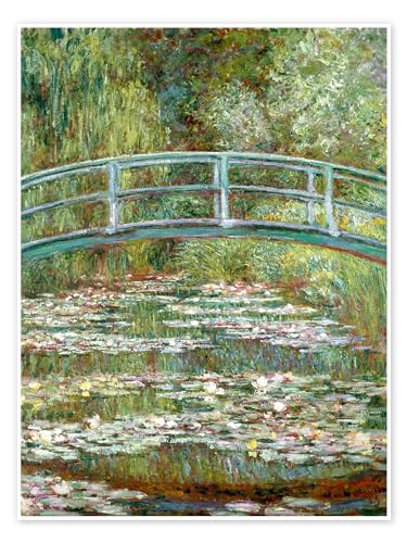 Brücke über einen Seerosenteich Poster von Claude Monet 30 x 40 cm Grün Impressionismus Wanddeko von Posterlounge