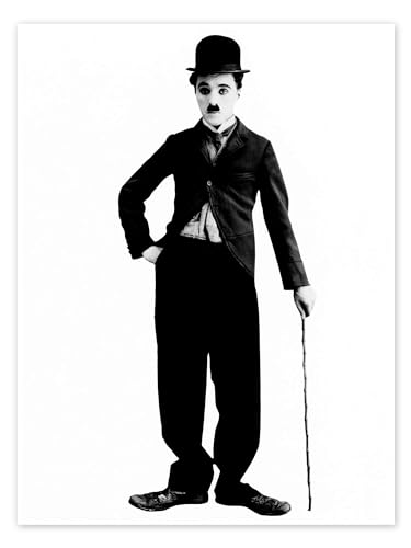 Charlie Chaplin mit Gehstock Poster Wandbilder für jeden Raum 90 x 120 cm Schwarz-Weiß Schwarz-Weiß Fotografie Wanddeko von Posterlounge