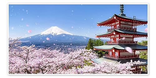 Chureito Pagode mit Berg Fuji in Fujiyoshida, Japan Poster von Jan Christopher Becke Wandbilder für jeden Raum 180 x 90 cm Blumen Wanddeko von Posterlounge
