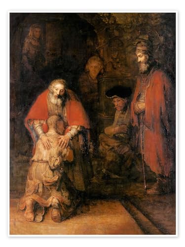 Die Rückkehr des verlorenen Sohnes Poster von Rembrandt van Rijn 50 x 70 cm Braun Barock Wanddeko von Posterlounge