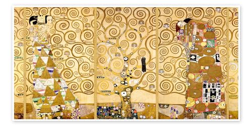 Der Lebensbaum (komplett) Poster von Gustav Klimt 100 x 50 cm Gelb Jugendstil Wanddeko von Posterlounge