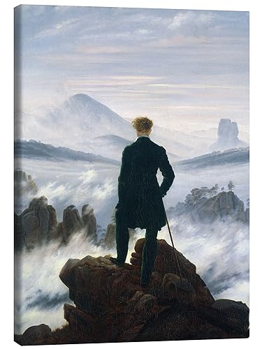 Der Wanderer über dem Nebelmeer Leinwandbild von Caspar David Friedrich 50 x 70 cm Figurative Kunst Wanddeko von Posterlounge