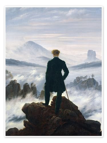 Der Wanderer über dem Nebelmeer Poster von Caspar David Friedrich 100 x 130 cm Figurative Kunst Wanddeko von Posterlounge