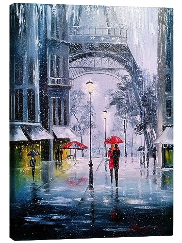 Der erste Schnee in Paris Leinwandbild von Olha Darchuk Wandbilder für jeden Raum 50 x 70 cm Grau Figurative Kunst Wanddeko von Posterlounge