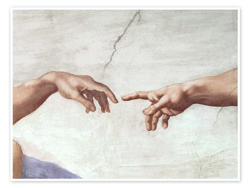 Die Erschaffung Adams (Detail) I Poster von Michelangelo Wandbilder für jeden Raum 120 x 90 cm Beige Renaissance Wanddeko von Posterlounge