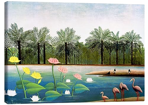 Die Flamingos Leinwandbild von Henri Rousseau Wandbilder für jeden Raum 80 x 60 cm Naive Kunst Wanddeko von Posterlounge