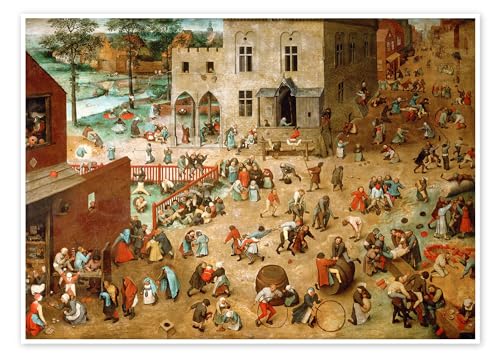 Die Kinderspiele Poster von Pieter Brueghel d.Ä. Wandbilder für jeden Raum 40 x 30 cm Braun Renaissance Wanddeko von Posterlounge