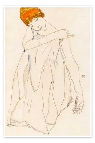 Die Tänzerin Poster von Egon Schiele 40 x 60 cm Beige Zeichnung & Skizze Wanddeko von Posterlounge