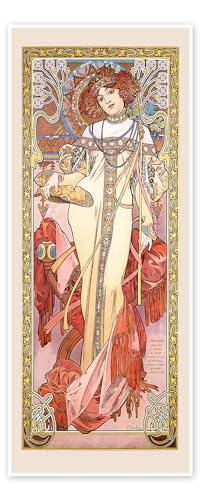 Die Vier Jahreszeiten - Herbst Poster von Alfons Mucha 40 x 100 cm Orange Jugendstil Wanddeko von Posterlounge