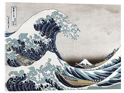 Die große Welle vor Kanagawa Acrylglasbild von Katsushika Hokusai 120 x 90 cm Blau Asiatische Kunst Wanddeko von Posterlounge